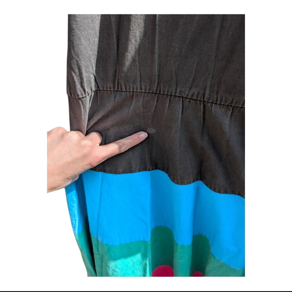 Vintage 80s Colorblock Midi Dress Cotton Rainbow Button Up USA Size Small Alicia - Picture 2 of 9